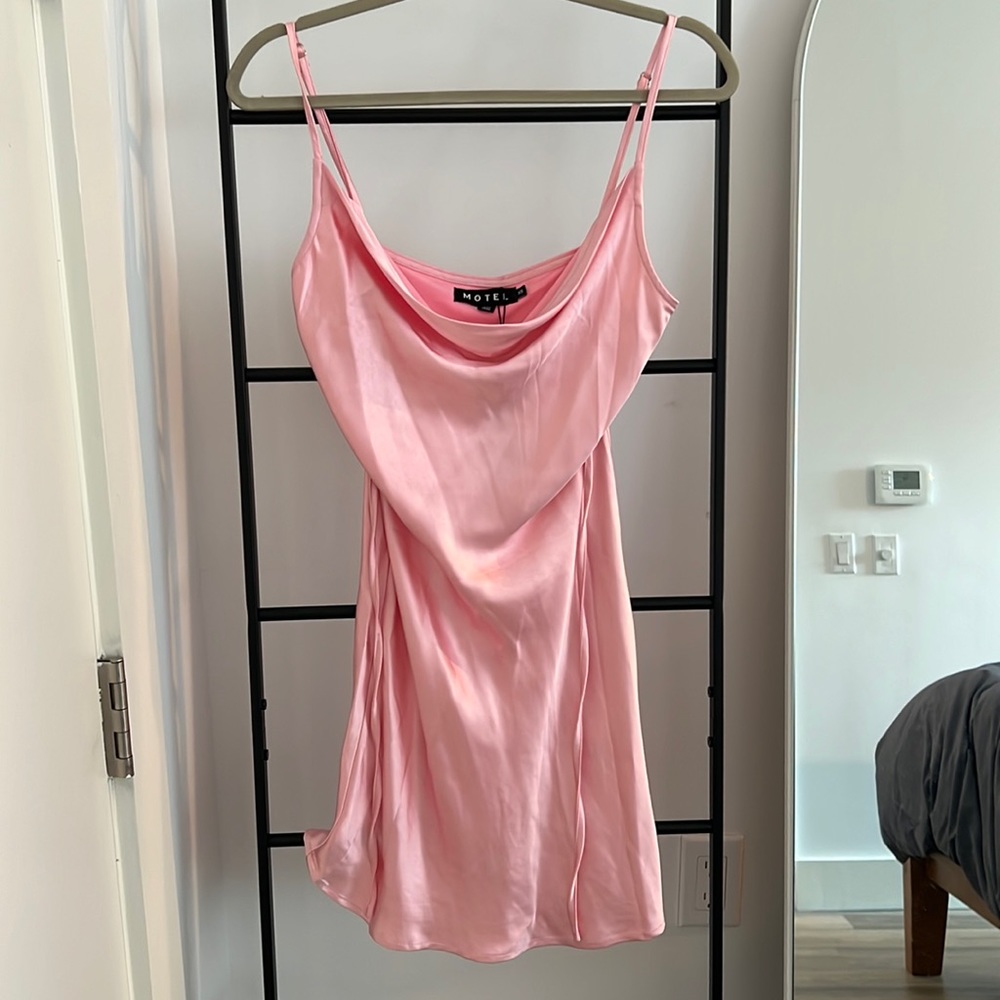 Motel Rocks Paiva Mini Slip Dress in Pink